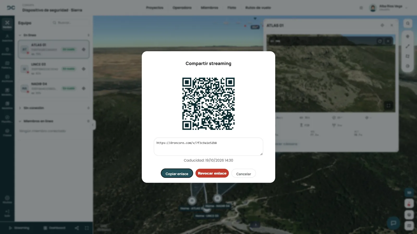 Compartir el directo de un UAS con un código QR