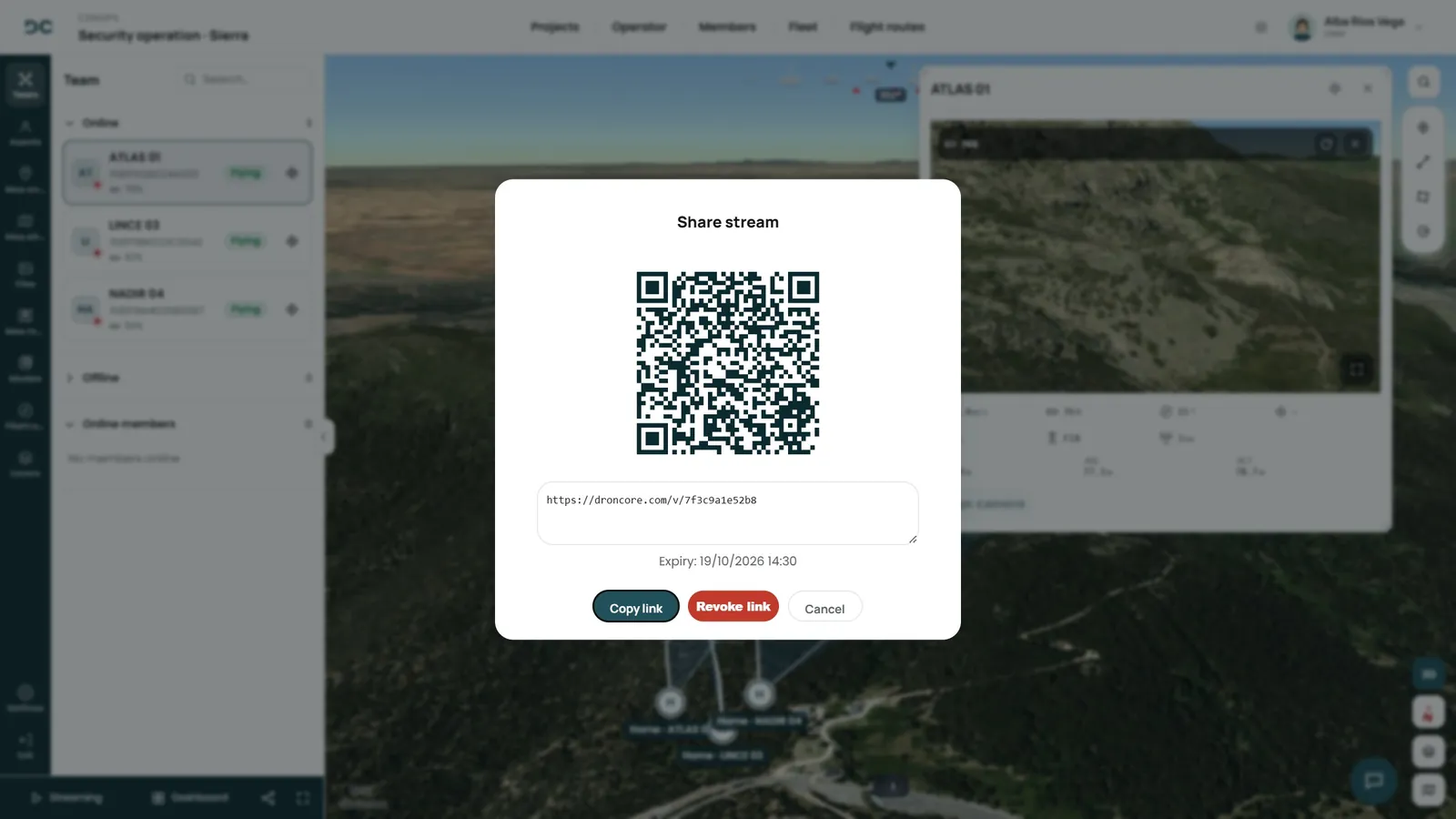 Sharing a UAS live feed with a QR code