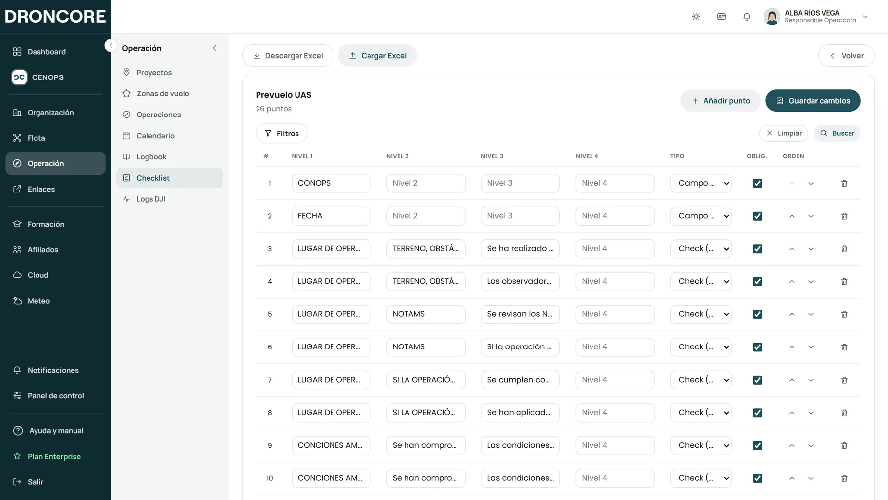 Editor de checklists