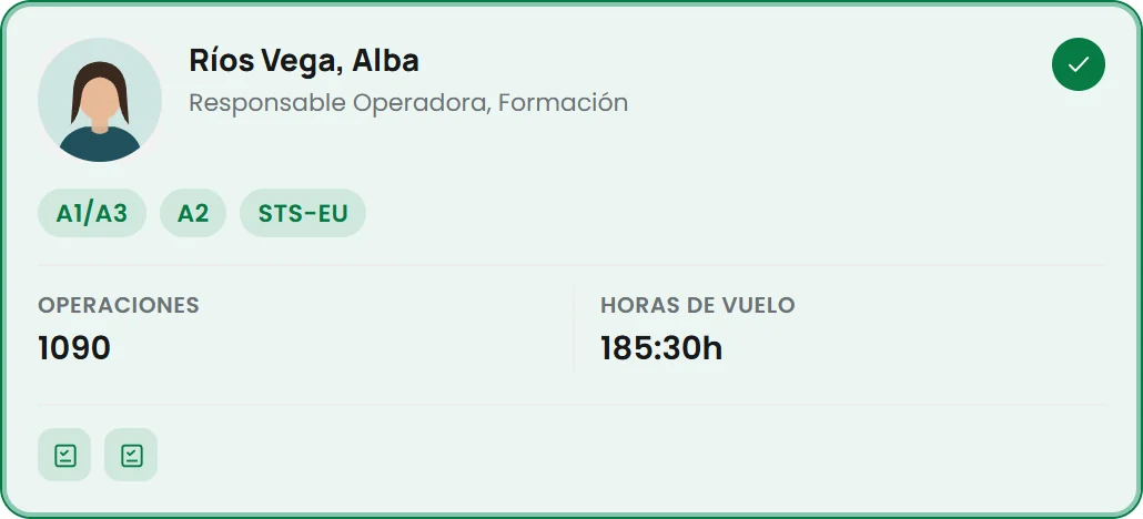 Piloto asignado a la operación